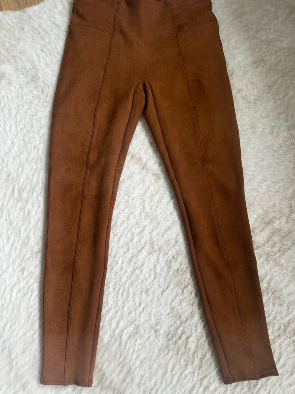SPANX Brown High-Waist Faux Suede Leggings